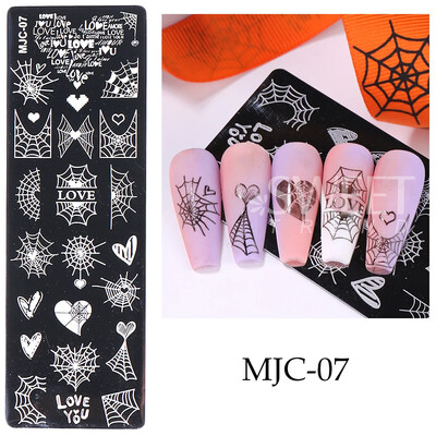 Πλάκες για σφράγιση νυχιών από τον Ιστό της Αράχνης απόκριες Καρδιά Σφενδάμου Φιόγκος Πεταλούδα Λουλούδι Φιόγκος Y2K Φθινόπωρο Χειμερινό Πρότυπα Σφραγίδας Νυχιών