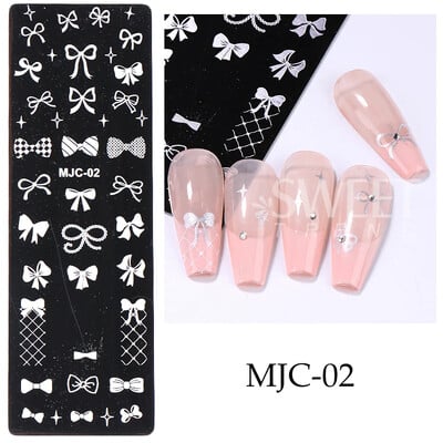 Πλάκες για σφράγιση νυχιών από τον Ιστό της Αράχνης απόκριες Καρδιά Σφενδάμου Φιόγκος Πεταλούδα Λουλούδι Φιόγκος Y2K Φθινόπωρο Χειμερινό Πρότυπα Σφραγίδας Νυχιών