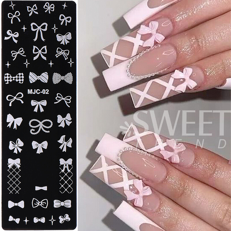 Πλάκες για σφράγιση νυχιών από τον Ιστό της Αράχνης απόκριες Καρδιά Σφενδάμου Φιόγκος Πεταλούδα Λουλούδι Φιόγκος Y2K Φθινόπωρο Χειμερινό Πρότυπα Σφραγίδας Νυχιών