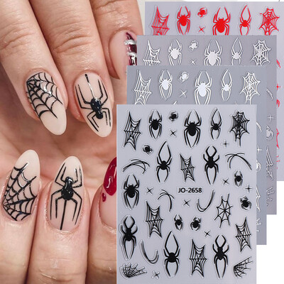 Αυτοκόλλητα για το Halloween Nail Art Αυτοκόλλητα για ιστούς αράχνης Σχεδιασμός συρόμενοι με γραμμή νυχτερίδας Αυτοκόλλητα αυτοκόλλητα για αξεσουάρ διακόσμησης εορταστικού μανικιούρ