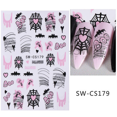 Αυτοκόλλητα για το Halloween Nail Art Αυτοκόλλητα για ιστούς αράχνης Σχεδιασμός συρόμενοι με γραμμή νυχτερίδας Αυτοκόλλητα αυτοκόλλητα για αξεσουάρ διακόσμησης εορταστικού μανικιούρ