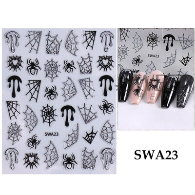 Αυτοκόλλητα για το Halloween Nail Art Αυτοκόλλητα για ιστούς αράχνης Σχεδιασμός συρόμενοι με γραμμή νυχτερίδας Αυτοκόλλητα αυτοκόλλητα για αξεσουάρ διακόσμησης εορταστικού μανικιούρ