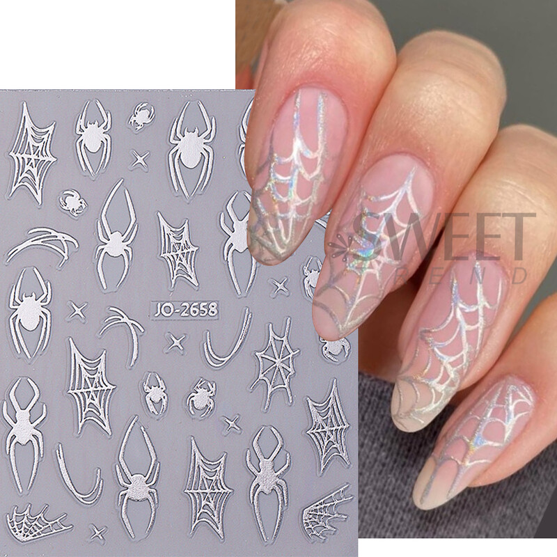 Αυτοκόλλητα για το Halloween Nail Art Αυτοκόλλητα για ιστούς αράχνης Σχεδιασμός συρόμενοι με γραμμή νυχτερίδας Αυτοκόλλητα αυτοκόλλητα για αξεσουάρ διακόσμησης εορταστικού μανικιούρ