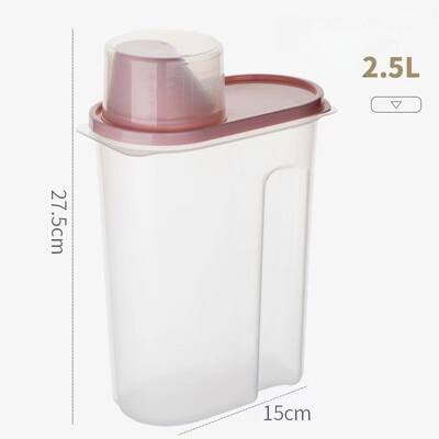 2,5/1,9L posuda za hranu Plastični spremnik za pohranu s posudom za mjernu posudu Zatvorena staklenka otporna na vlagu Potrepštine za kućne ljubimce Pribor