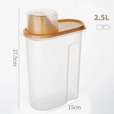 2,5/1,9L posuda za hranu Plastični spremnik za pohranu s posudom za mjernu posudu Zatvorena staklenka otporna na vlagu Potrepštine za kućne ljubimce Pribor