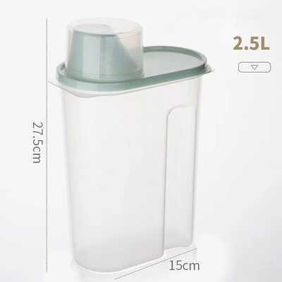 2,5/1,9L posuda za hranu Plastični spremnik za pohranu s posudom za mjernu posudu Zatvorena staklenka otporna na vlagu Potrepštine za kućne ljubimce Pribor