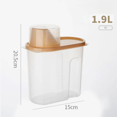 2,5/1,9L posuda za hranu Plastični spremnik za pohranu s posudom za mjernu posudu Zatvorena staklenka otporna na vlagu Potrepštine za kućne ljubimce Pribor