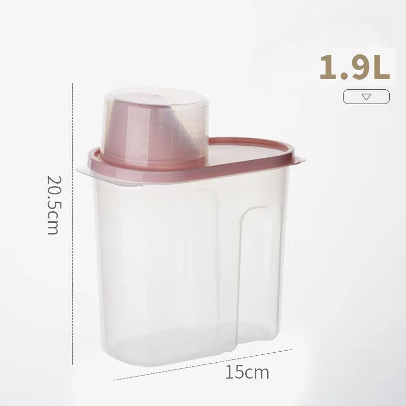 2,5/1,9L posuda za hranu Plastični spremnik za pohranu s posudom za mjernu posudu Zatvorena staklenka otporna na vlagu Potrepštine za kućne ljubimce Pribor