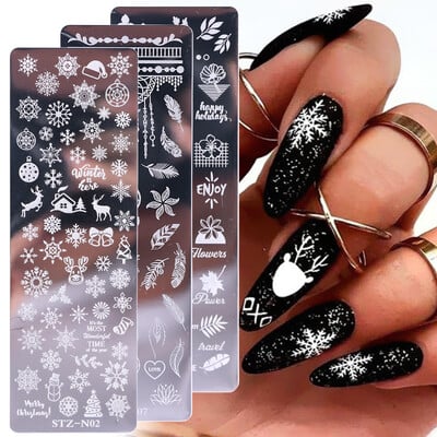 Ziemassvētku nagu mākslas apzīmogošanas plāksne Ziemas Ziemassvētki Snowflake Leaf Dreamcatcher nagu lakai attēlu drukāšanas veidņu rīki BESTZ-N