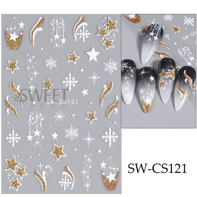 3D božićni snjegović naljepnica za nokte Pahuljica zeleno lišće samoljepljive DIY zimske naljepnice klizni novogodišnji ukrasi za manikuru
