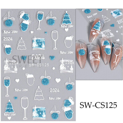 3D božićni snjegović naljepnica za nokte Pahuljica zeleno lišće samoljepljive DIY zimske naljepnice klizni novogodišnji ukrasi za manikuru