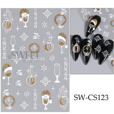 3D božićni snjegović naljepnica za nokte Pahuljica zeleno lišće samoljepljive DIY zimske naljepnice klizni novogodišnji ukrasi za manikuru