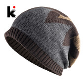 Νέα χειμωνιάτικα ανδρικά φασόλια Ζεστά πλεκτά χρώματα που ταιριάζουν με καπό Καπέλα μόδας Hip Hop Skullies Beanie Ανδρικά χοντρά, καθημερινά πλεκτά Gorras