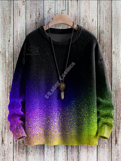 Χριστουγεννιάτικο Ugly πλεκτό πουλόβερ Xmas Santa Claus Animal Πολύχρωμο τατουάζ Retro Unisex 3DPprint Funny Harajuku Casual μακρυμάνικα H