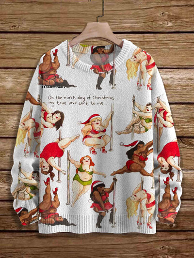 Χριστουγεννιάτικο Ugly πλεκτό πουλόβερ Xmas Santa Claus Animal Πολύχρωμο τατουάζ Retro Unisex 3DPprint Funny Harajuku Casual μακρυμάνικα H