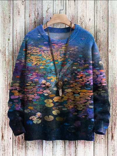 Χριστουγεννιάτικο Ugly πλεκτό πουλόβερ Xmas Santa Claus Animal Πολύχρωμο τατουάζ Retro Unisex 3DPprint Funny Harajuku Casual μακρυμάνικα H