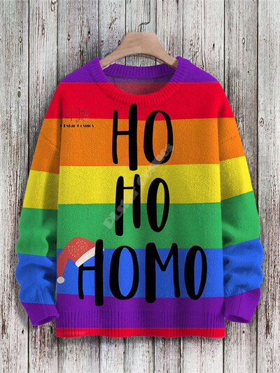 Χριστουγεννιάτικο Ugly πλεκτό πουλόβερ Xmas Santa Claus Animal Πολύχρωμο τατουάζ Retro Unisex 3DPprint Funny Harajuku Casual μακρυμάνικα H