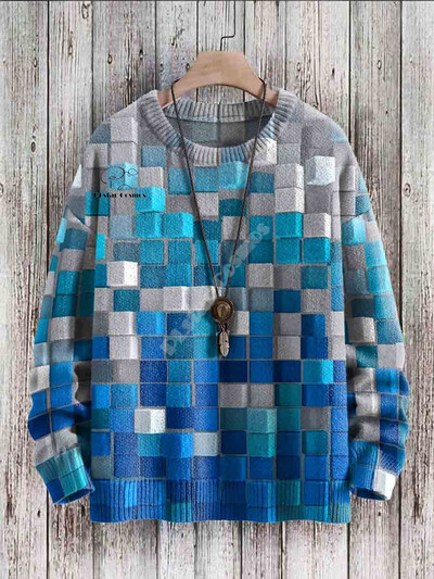 Χριστουγεννιάτικο Ugly πλεκτό πουλόβερ Xmas Santa Claus Animal Πολύχρωμο τατουάζ Retro Unisex 3DPprint Funny Harajuku Casual μακρυμάνικα H