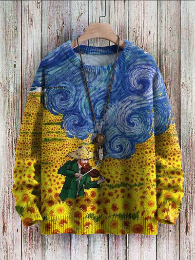 Χριστουγεννιάτικο Ugly πλεκτό πουλόβερ Xmas Santa Claus Animal Πολύχρωμο τατουάζ Retro Unisex 3DPprint Funny Harajuku Casual μακρυμάνικα H