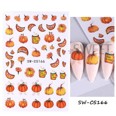 Φθινοπωρινά αυτοκόλλητα για φθινοπωρινά νύχια κολοκύθας Φθινοπωρινά φύλλα σφενδάμου λουλούδι Holly Element Decal Χειμερινά αυτοκόλλητα συρόμενα συρόμενα για μανικιούρ Συμβουλές