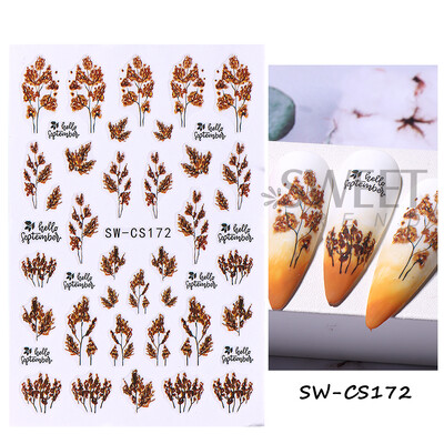 Φθινοπωρινά αυτοκόλλητα για φθινοπωρινά νύχια κολοκύθας Φθινοπωρινά φύλλα σφενδάμου λουλούδι Holly Element Decal Χειμερινά αυτοκόλλητα συρόμενα συρόμενα για μανικιούρ Συμβουλές