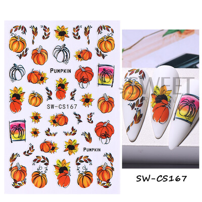 Φθινοπωρινά αυτοκόλλητα για φθινοπωρινά νύχια κολοκύθας Φθινοπωρινά φύλλα σφενδάμου λουλούδι Holly Element Decal Χειμερινά αυτοκόλλητα συρόμενα συρόμενα για μανικιούρ Συμβουλές