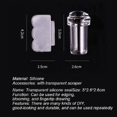 Πλάκα εκτύπωσης νυχιών Σετ εργαλείων ξύστρα σφραγίδας μεταφοράς εκτύπωσης νυχιών Διαφανής κεφαλή μεταφοράς ζελέ σιλικόνης