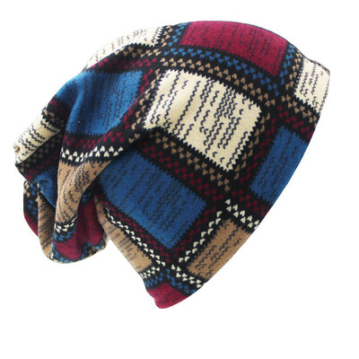 Marka ALTOBEFUN Jesen Zimske kape za žene Skullies i kape muške kape Unisex karirani dizajn Ženska kapa kontrastne boje BHT022