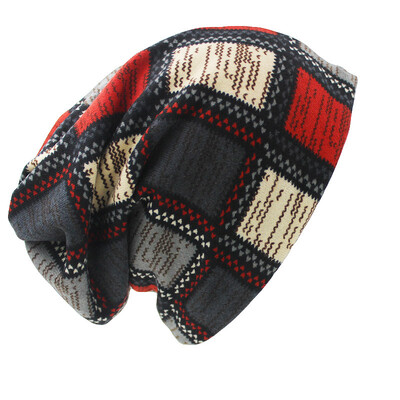 Marka ALTOBEFUN Jesen Zimske kape za žene Skullies i kape muške kape Unisex karirani dizajn Ženska kapa kontrastne boje BHT022