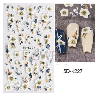 5D reljefni ljubičasti cvijet irisa Naljepnica za nokte Ljubičasti cvjetni klizači Suncokret Tratinčica Dizajn za nail art ukrase za manikuru SA5D-K