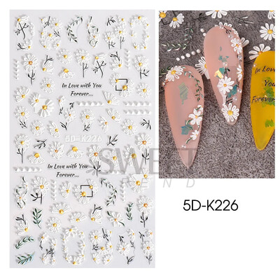 5D reljefni ljubičasti cvijet irisa Naljepnica za nokte Ljubičasti cvjetni klizači Suncokret Tratinčica Dizajn za nail art ukrase za manikuru SA5D-K