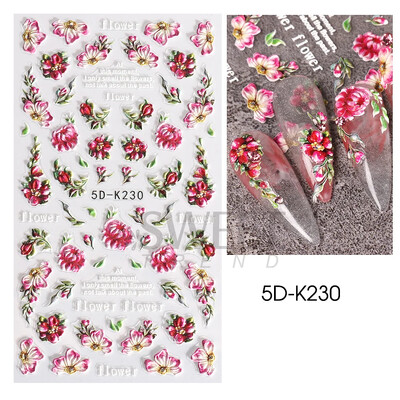 5D reljefni ljubičasti cvijet irisa Naljepnica za nokte Ljubičasti cvjetni klizači Suncokret Tratinčica Dizajn za nail art ukrase za manikuru SA5D-K