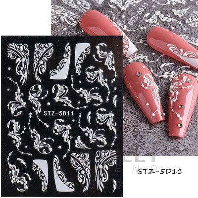 5D reljefni ljubičasti cvijet irisa Naljepnica za nokte Ljubičasti cvjetni klizači Suncokret Tratinčica Dizajn za nail art ukrase za manikuru SA5D-K