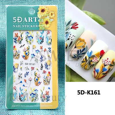 5D reljefni ljubičasti cvijet irisa Naljepnica za nokte Ljubičasti cvjetni klizači Suncokret Tratinčica Dizajn za nail art ukrase za manikuru SA5D-K