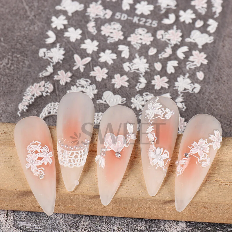 5D reljefni ljubičasti cvijet irisa Naljepnica za nokte Ljubičasti cvjetni klizači Suncokret Tratinčica Dizajn za nail art ukrase za manikuru SA5D-K