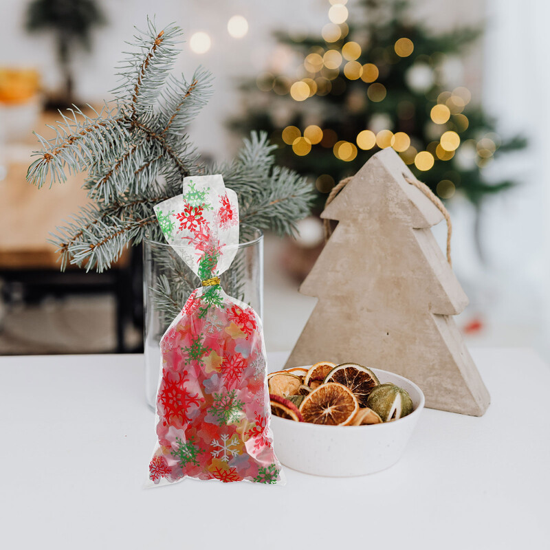100 tk jõuluküpsisekott pühadepakendite maiuspalade kotid selge kingitus lumetšello lumehelves tsellofaani klaas