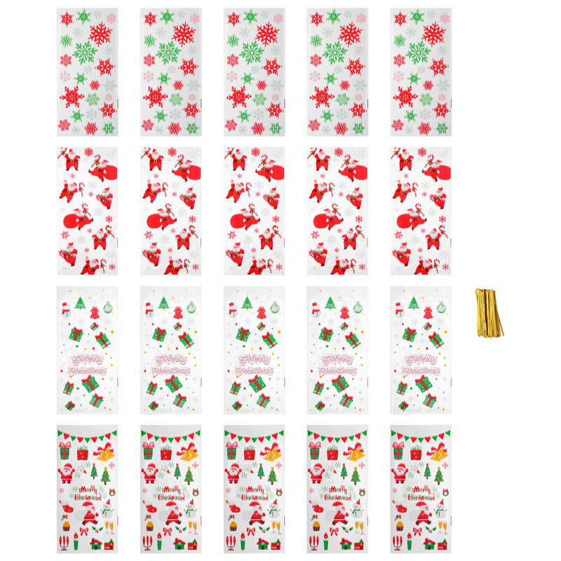 100 tk jõuluküpsisekott pühadepakendite maiuspalade kotid selge kingitus lumetšello lumehelves tsellofaani klaas