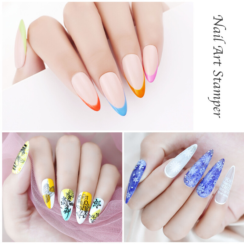 Arte Clavo Jelly Silikona blīvējuma komplekts Caurspīdīgs Nails Art Stamper Skrāpis DIY Nagu dizains Drukas silikona zīmogu štancēšanas rīki