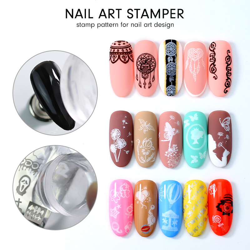 Arte Clavo Jelly Silikona blīvējuma komplekts Caurspīdīgs Nails Art Stamper Skrāpis DIY Nagu dizains Drukas silikona zīmogu štancēšanas rīki