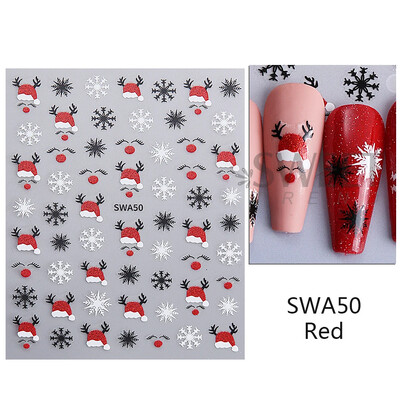 Χριστουγεννιάτικο αυτοκόλλητο νυχιών τρισδιάστατο 3D Winter Glitter Elk Snowflake Gingerbread Man Αυτοκόλλητα ολισθητήρες DIY Διακοσμήσεις για μανικιούρ