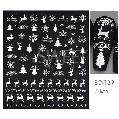 Χριστουγεννιάτικο αυτοκόλλητο νυχιών τρισδιάστατο 3D Winter Glitter Elk Snowflake Gingerbread Man Αυτοκόλλητα ολισθητήρες DIY Διακοσμήσεις για μανικιούρ