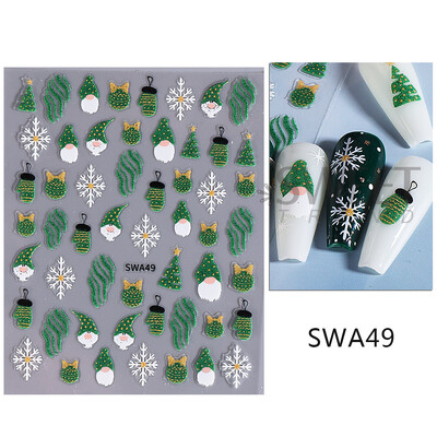 Χριστουγεννιάτικο αυτοκόλλητο νυχιών τρισδιάστατο 3D Winter Glitter Elk Snowflake Gingerbread Man Αυτοκόλλητα ολισθητήρες DIY Διακοσμήσεις για μανικιούρ