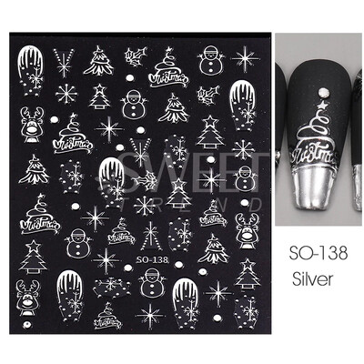 Χριστουγεννιάτικο αυτοκόλλητο νυχιών τρισδιάστατο 3D Winter Glitter Elk Snowflake Gingerbread Man Αυτοκόλλητα ολισθητήρες DIY Διακοσμήσεις για μανικιούρ