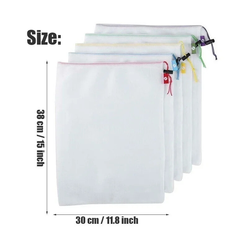 5 τμχ Τσάντες με δίχτυ αποθήκευσης φρούτων λαχανικών επαναχρησιμοποιούμενες δικτυωμένες τσάντες Οργάνωση τροφίμων κουζίνας Πλένονται Παιχνίδια Τσάντα συσκευασίας αποθήκευσης παντοπωλείου