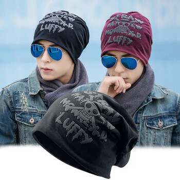 ONE PIECE Beanie Hat Anime Luffy Winter Knitted Hat Men Thicken Warm Brimless Fur Bonet Cap Дамски хип-хоп ски бонета Шапки Подарък