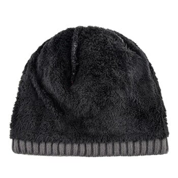 Мъжки Skullies Beanies Плетени карирани шапки Gentleman Winter Outdoor Thick Beanies Hat Knitting Double Layer Velvet SkullCap Gorra