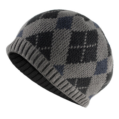 Ανδρικά Skullies Beanies Πλεκτά Καρό Καπέλα Gentleman Χειμώνας Χοντρό Υπαίθριο Καπέλο Beanies Πλέξιμο διπλής στρώσης Βελούδινο SkullCap Gorra