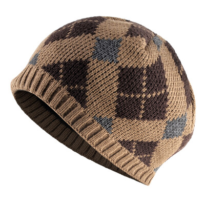 Ανδρικά Skullies Beanies Πλεκτά Καρό Καπέλα Gentleman Χειμώνας Χοντρό Υπαίθριο Καπέλο Beanies Πλέξιμο διπλής στρώσης Βελούδινο SkullCap Gorra