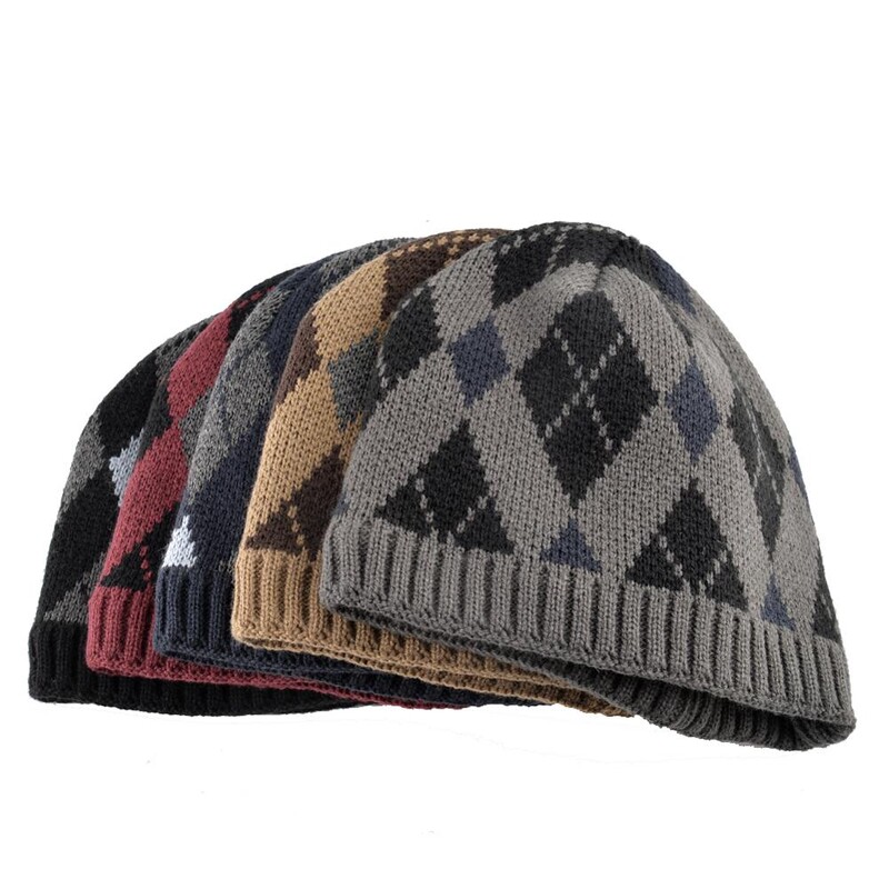 Ανδρικά Skullies Beanies Πλεκτά Καρό Καπέλα Gentleman Χειμώνας Χοντρό Υπαίθριο Καπέλο Beanies Πλέξιμο διπλής στρώσης Βελούδινο SkullCap Gorra