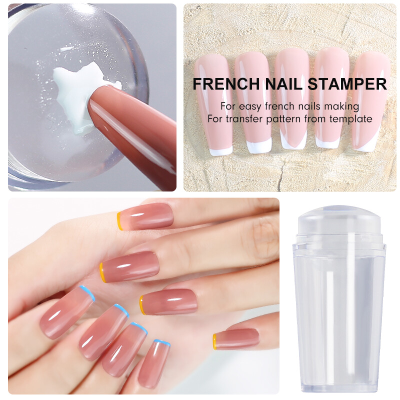 Štancanje noktiju za francuske nokte Manikura prozirnih noktiju Stamper sa strugalicom Jelly Silikonski kompleti Alati za žigosanje noktiju